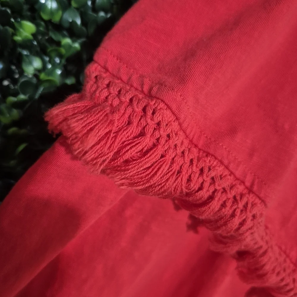 J. Crew Vibrant Red Tank Top with Fringe